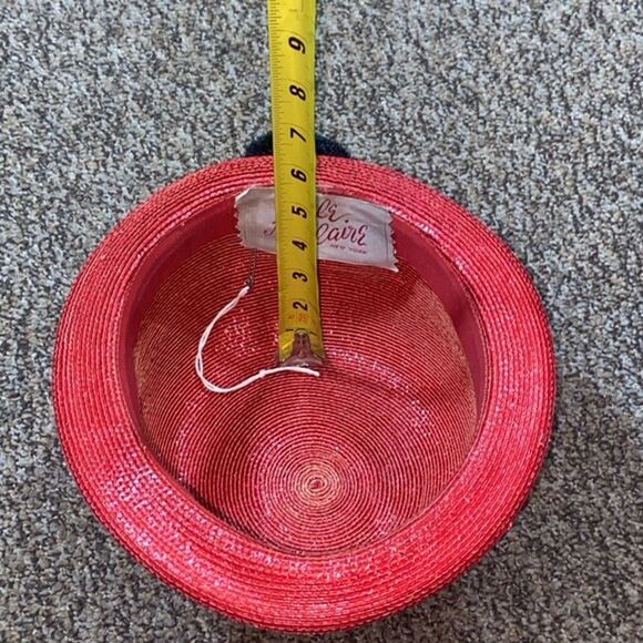 VTG, Adele Claire Made In New York US
Red Straw Hat with Black Band and Pom Pom